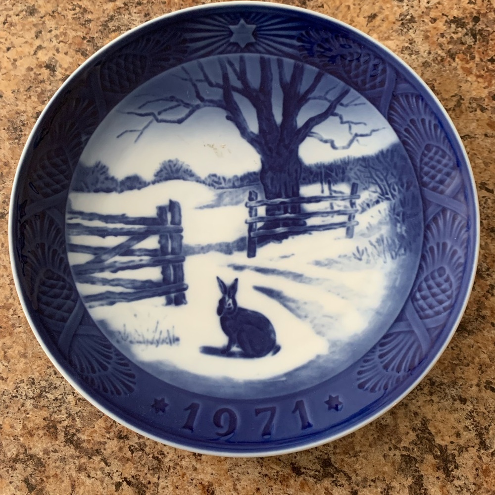 Vintage Royal Copenhagen Denmark XMas Plate Hare I Vinterlandskab Hare In Winter